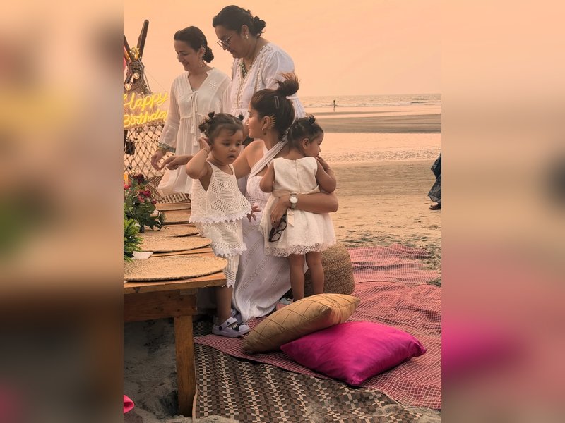Rubina Dilaik Celebrates Twins Edhaa & Jeeva’s 2nd Birthday with an Enchanting Beach Bash!