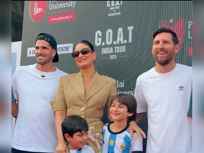 Lionel Messi shares a farewell montage from his India tour, featuring Kareena Kapoor and her kids.