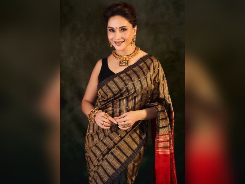 Madhuri Dixit Dazzles in Sonepuri Silk Saree, Embodying Grace in Every Elegant Fold! Madhuri Dixit Dazzles in Sonepuri Silk Saree, Embodying Grace in Every Elegant Fold!