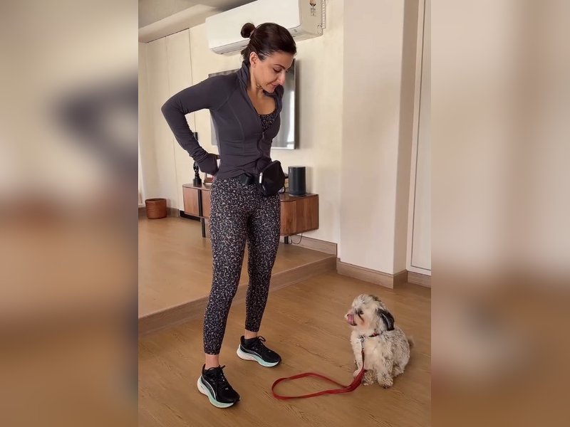 Soha Ali Khan’s workout becomes a playful puppy chase adventure