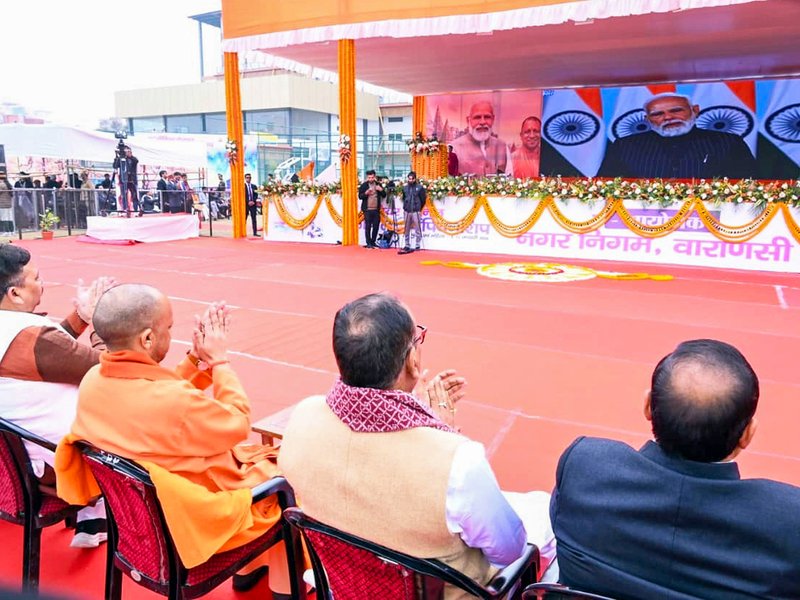 Players celebrate new opportunities as PM Modi opens Volleyball Nationals in Varanasi Players celebrate new opportunities as PM Modi opens Volleyball Nationals in Varanasi
